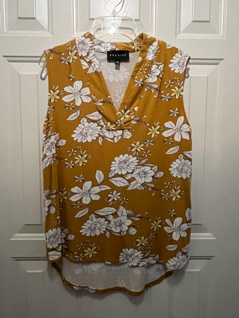 Premise Mustard Floral Sleeveless Top.